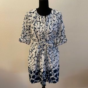 Thakoon blue white tye dye button down dress women's | size Large